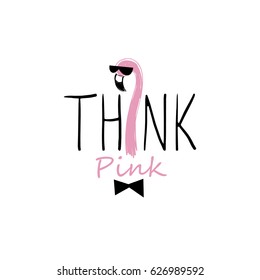 think pink, quote design, t-shirt print