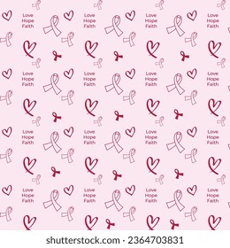 Think pink ribbon awareness symbol. October breast cancer month.