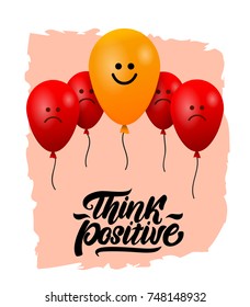 Think positive with balloons. vector illustration