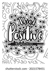 think positive be positive coloring book page.Motivational quotes coloring page.