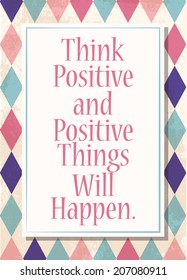 Think Positive Card Illustration Vector Format Stock Vector (Royalty ...