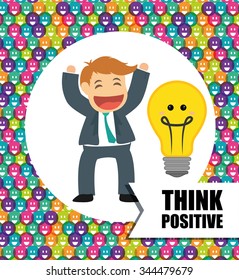 Think positive concept and ideas design, vector illustration 10 eps graphic.