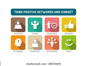 Think Positive Flat Icon Set