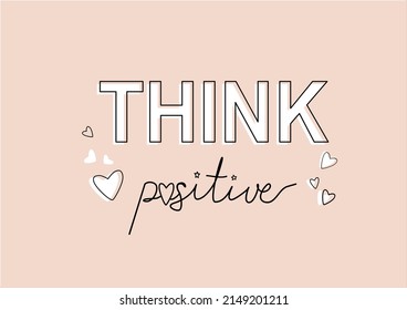think positive hand drawn vector hand drawn