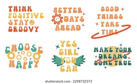 Think positive happy girl you can groovy trippy rave print. Better days ahead and choose smile cute quote with daisy chamomile and star vintage funky lettering set. Trent phrase with flower planet