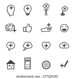 think positive icons, mono vector symbols