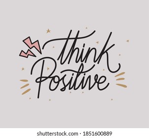 think positive lettering with colors vector illustration design
