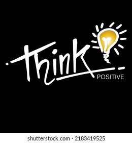 Think Positive, light bulb idea, doodle vector