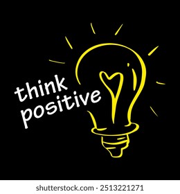 Pense em ilustração positiva do vetor da lâmpada.