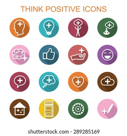 think positive long shadow icons, flat vector symbols