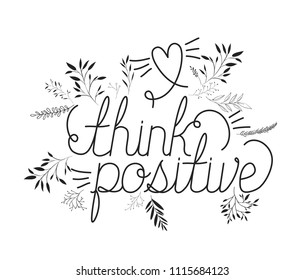 think positive message with hand made font