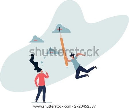 Think positive mindset, optimistic attitude to success in work, mentor to motivate employee for positivity concept,life and employment of people.