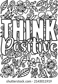 Think Positive Motivational Quote Coloring Page Stock Vector (Royalty ...