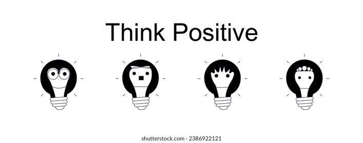 Think Positive over pink background vector, editable strok.