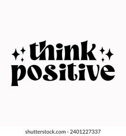 Think positive, Rear View Mirror with motivational quotes illustration svg