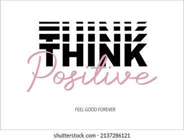 think positive vector design hand drawn