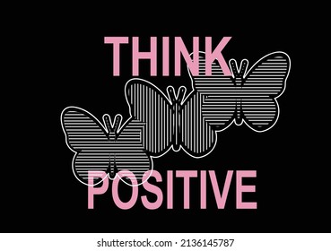 think positive vector hand drawn design vector