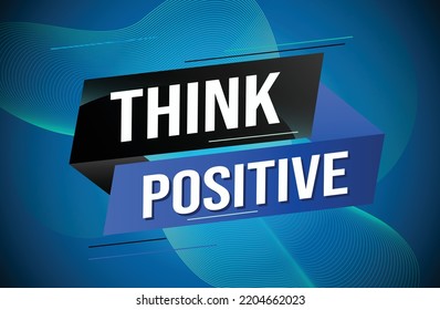 pensar palabra positiva ilustración vectorial con líneas azules estilo 3d futurista moderno para la plantilla de la página de inicio ui aplicación móvil afiche pancarta volante fondo tarjeta de regalo etiqueta papel tapiz