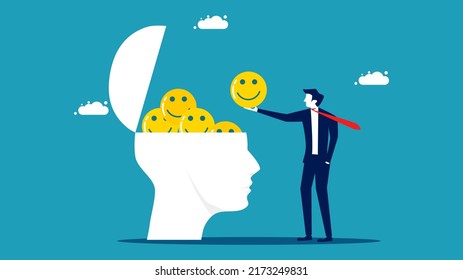 Think positively. Add positive thoughts to people. business concept vector