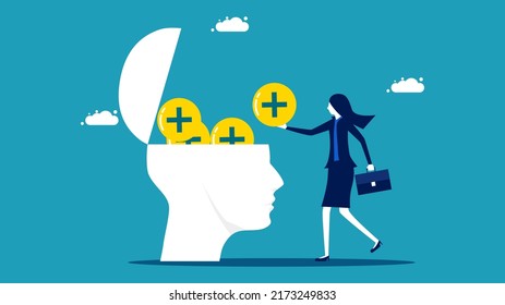 Think positively. Add positive thoughts to people. business concept vector