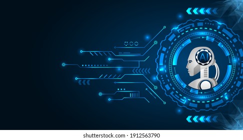 Think Process of Artificial Intelligence, Robot, Cyborg, AI, HUD Elements