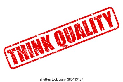 THINK QUALITY RED STAMP TEXT ON WHITE