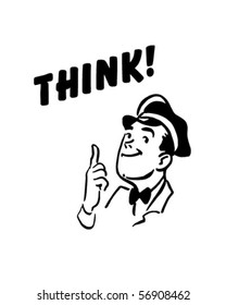 Think! - Service Station Mechanic - Retro Clip Art