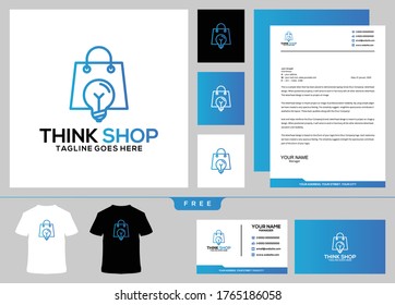  Think shop Logo Design Template And Business Card For Business Online Shop