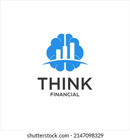 think smart financial logo. growth brain vector illustration