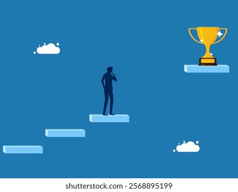 Think of a solution. The businessman did not reach the trophy