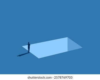 Think of a solution, Businessman thinks and stands thinking on the pit