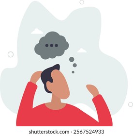 Think of solution, critical thinking to solve problem, focus on new idea, concentration or contemplation,flat characters.