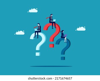 Think of a solution. An expert businessman on a question mark. business and investment