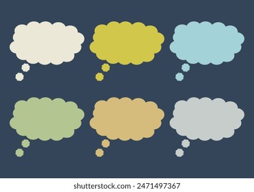 Think speech bubble icon sheet on blue background.