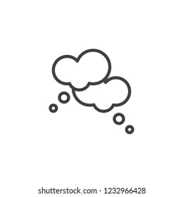 Think speech bubbles outline icon. linear style sign for mobile concept and web design. Idea cloud simple line vector icon. Symbol, logo illustration. Pixel perfect vector graphics