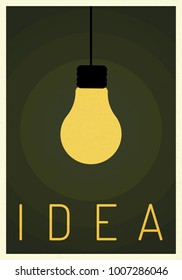 Think Successful vision idea concept with icon of  light bulb . Eps10 vector illustration, Symbol Growth, economy, investment , technology and leadership , Minimalist retro poster