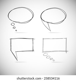 Think and talk bubbles set sketch drawing.