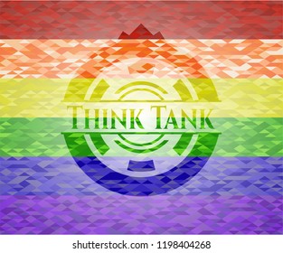 Think Tank On Mosaic Background With The Colors Of The LGBT Flag