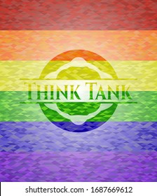 Think Tank On Mosaic Background With The Colors Of The LGBT Flag