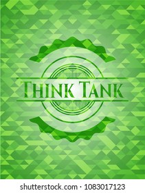  Think Tank Realistic Green Emblem. Mosaic Background