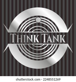 Think Tank silvery emblem or badge. Vector Illustration. Mosaic. 