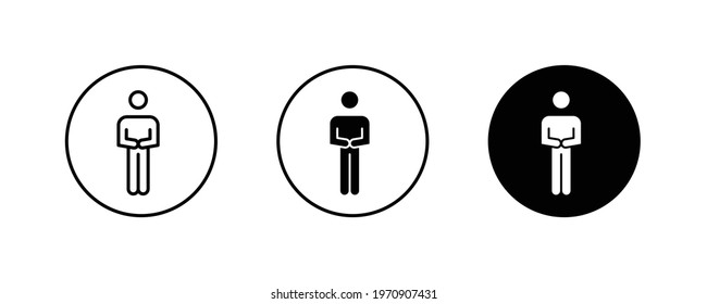 think thinking man icon, thought stick figure positions, human icons button, vector, sign, symbol, logo, illustration, editable stroke, flat design style isolated on white linear pictogram