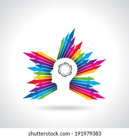 think Thoughts and options. vector illustration of head