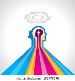 think Thoughts and options. vector illustration of head