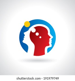 think Thoughts and options. vector illustration of head