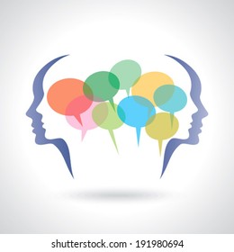 think Thoughts and options. vector illustration of head