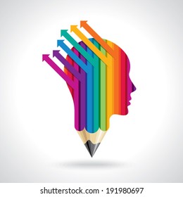 think Thoughts and options. vector illustration of head