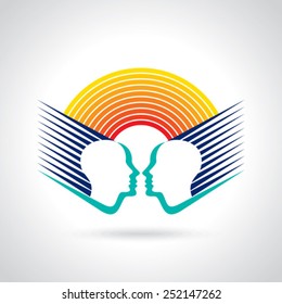 think Thoughts and options. vector illustration of head