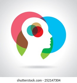 Think Thoughts and options. vector illustration of head