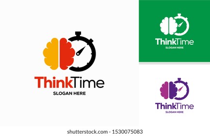 Think Time logo designs concept vector, Brain and Stopwatch logo designs template, symbol, icon